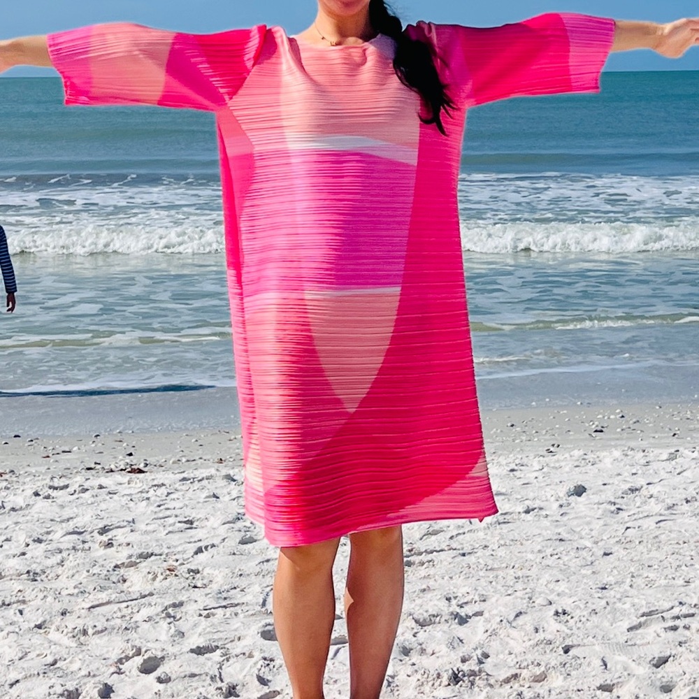 Pleats pink Dress like new